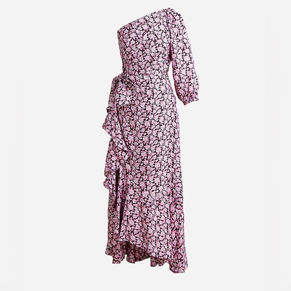 J. Crew Collection limited-edition one-shoulder ruffle hem dress glory floral 8